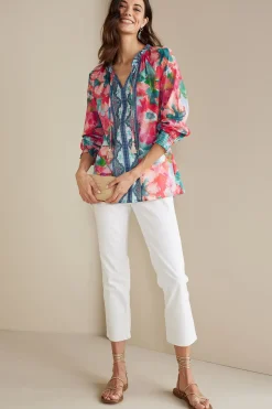 long sleeve|pullovers-Soft Surroundings Evalina Top Pink Ranunculus