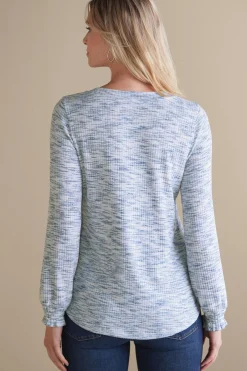 Everyday Styles|long sleeve-Soft Surroundings Evie Space-Dye Top Blue Heather