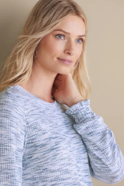 Everyday Styles|long sleeve-Soft Surroundings Evie Space-Dye Top Blue Heather