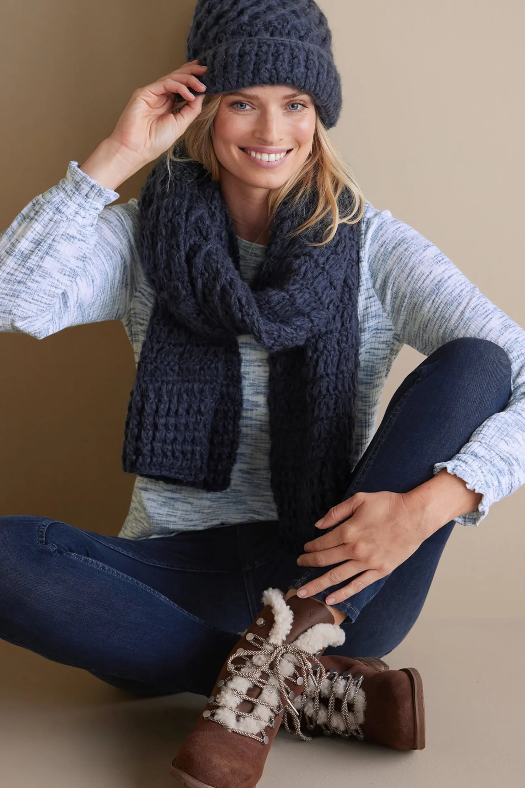 Everyday Styles|long sleeve-Soft Surroundings Evie Space-Dye Top Blue Heather