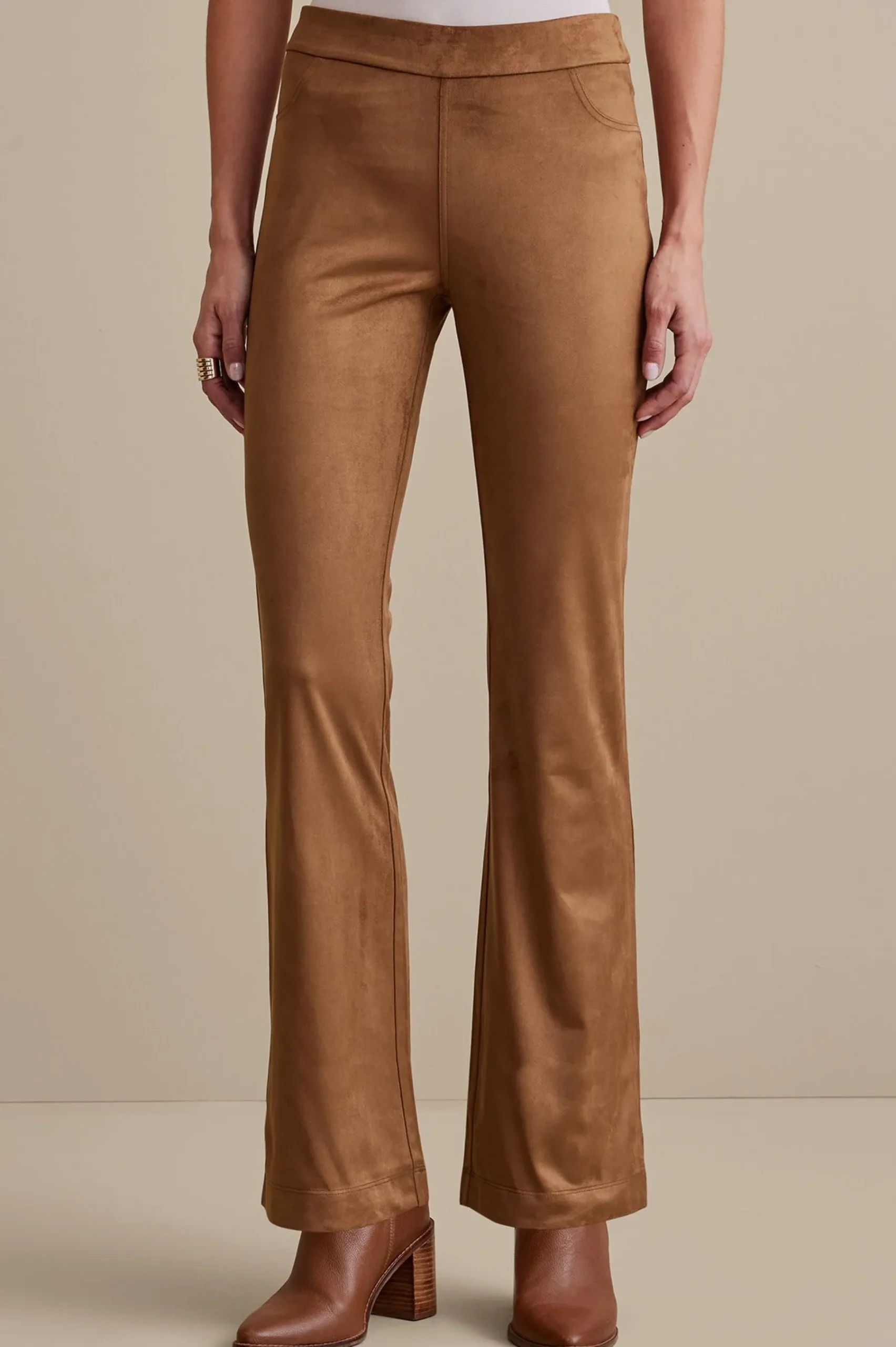 full length|bootcut-Soft Surroundings Faux Suede Bootcut Pants Black