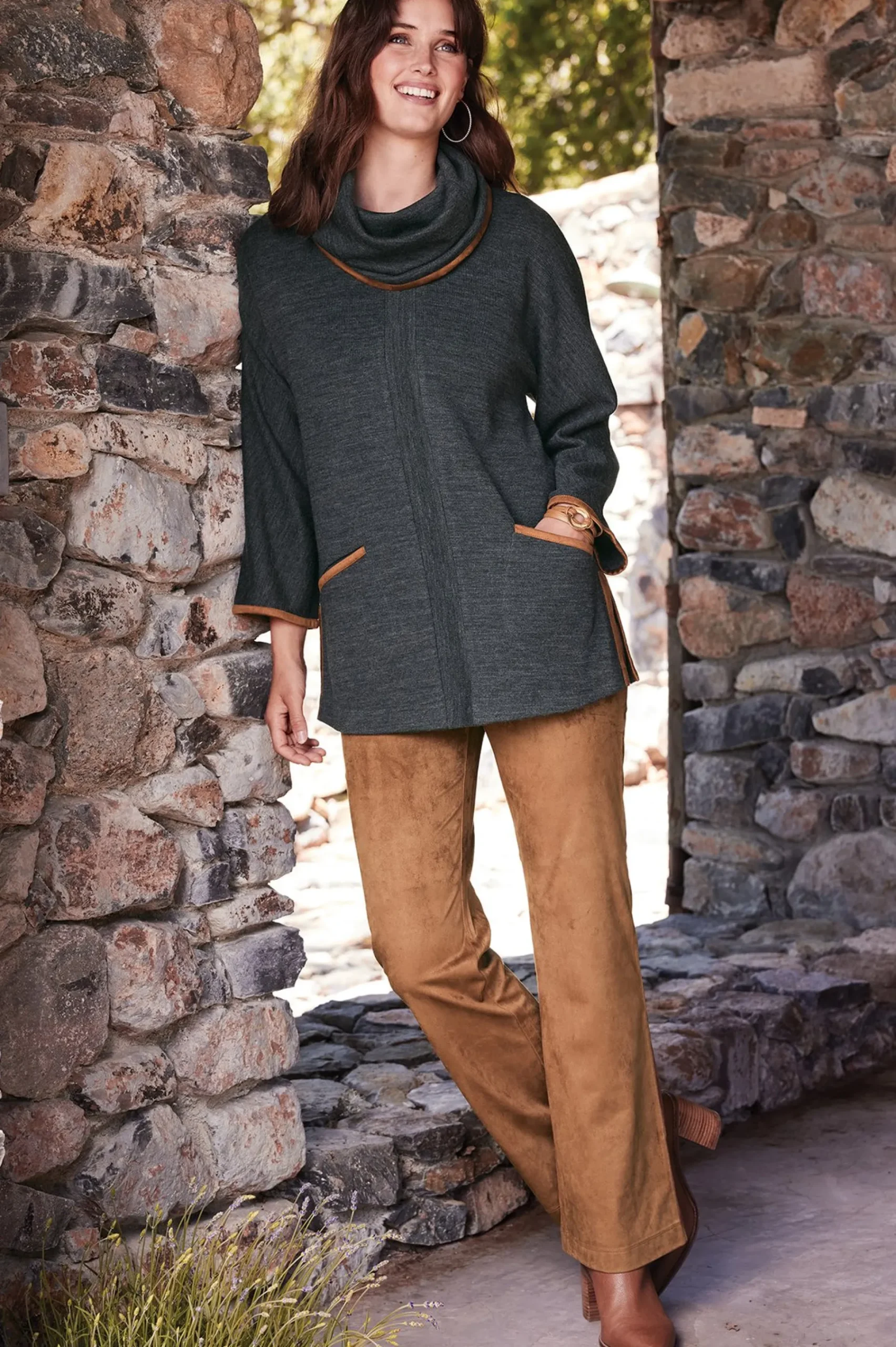 full length|bootcut-Soft Surroundings Faux Suede Bootcut Pants Black