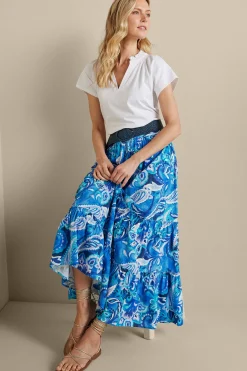 Feminine Flourish|Vacation Shop-Soft Surroundings Feyre Maxi Skirt Island Sun Paisley Blue