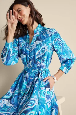 Into The Blues|work to play-Soft Surroundings Feyre Short Dress Island Sun Paisley Blue