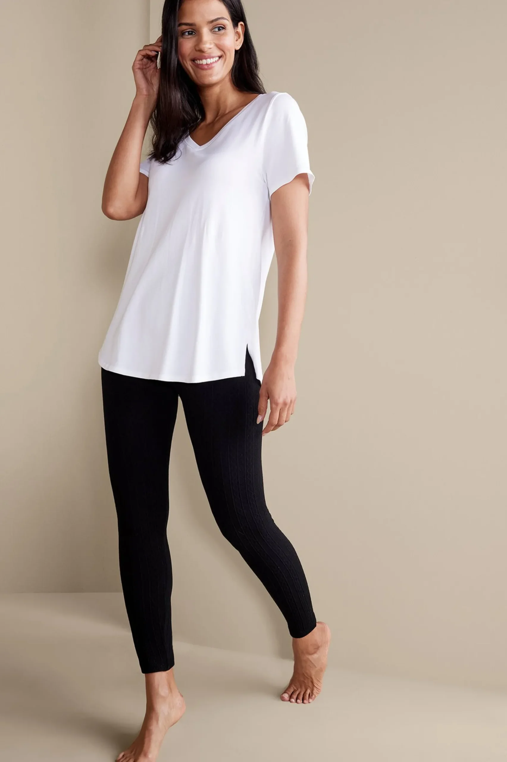 Leggings|full length-Soft Surroundings Fleece Lined Leggings Light Charcoal