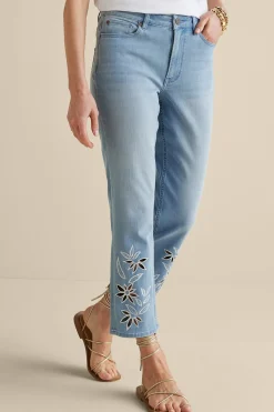Feminine Flourish|Into The Blues-Soft Surroundings Gail Cropped Jeans Blue Mist Wash