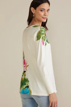 Sweaters & Cardigans|sweaters-Soft Surroundings Garden Bloom Sweater Ecru