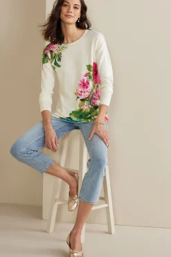 Sweaters & Cardigans|sweaters-Soft Surroundings Garden Bloom Sweater Ecru
