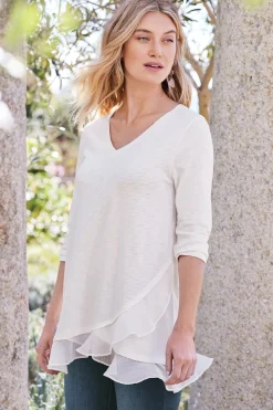 Feminine Flourish|three quarter length-Soft Surroundings Grace Top Rosey Red