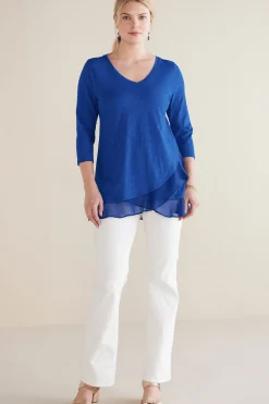 Feminine Flourish|three quarter length-Soft Surroundings Grace Top Rosey Red