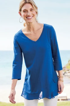 Feminine Flourish|three quarter length-Soft Surroundings Grace Top Rosey Red