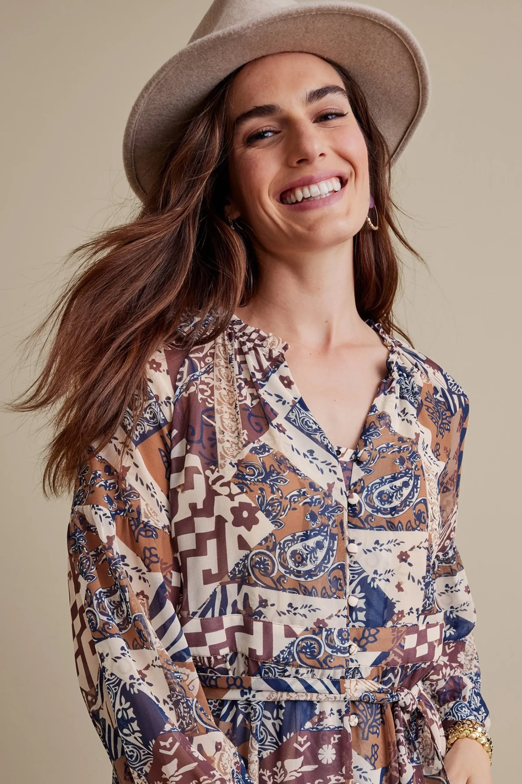 Feminine Flourish|between season-Soft Surroundings Hailey Dress Multi Patchwork