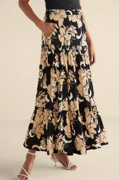Vacation Shop|Skirts-Soft Surroundings Halona Maxi Skirt Menara Bloom Neutral