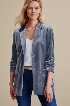 Into The Blues|EVelvet Styles-Soft Surroundings Holly Velvet Blazer Black