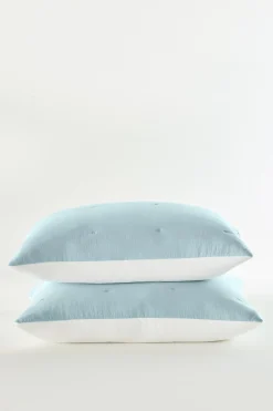 pillowcases & shams-Soft Surroundings Ivy May Reversible Gauze Sham Indigo & White