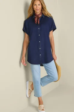 Everyday Styles|Vacation Shop-Soft Surroundings Je Veux TENCEL Shirt Light Chambray