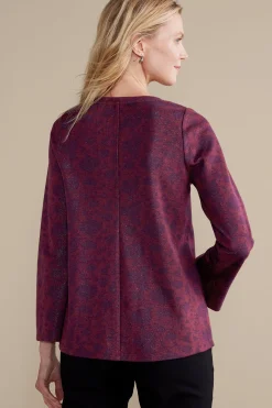 Feminine Flourish|long sleeve-Soft Surroundings Jeri Jacquard Top Multi Floral