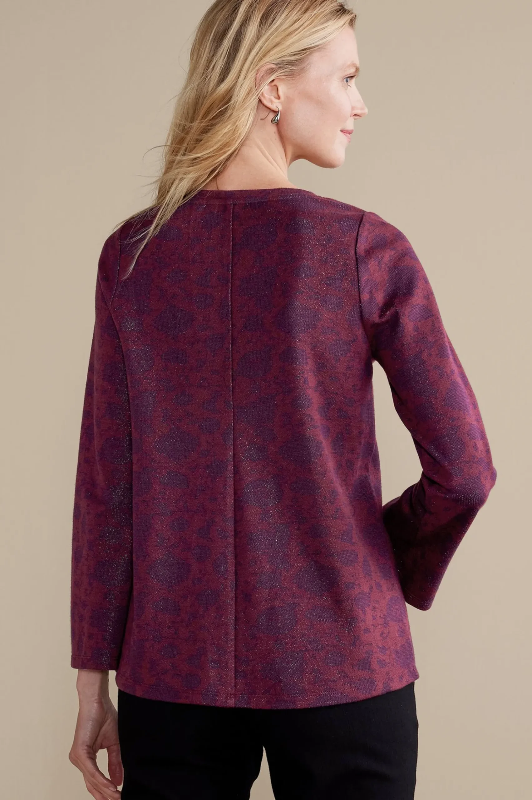 Feminine Flourish|long sleeve-Soft Surroundings Jeri Jacquard Top Multi Floral