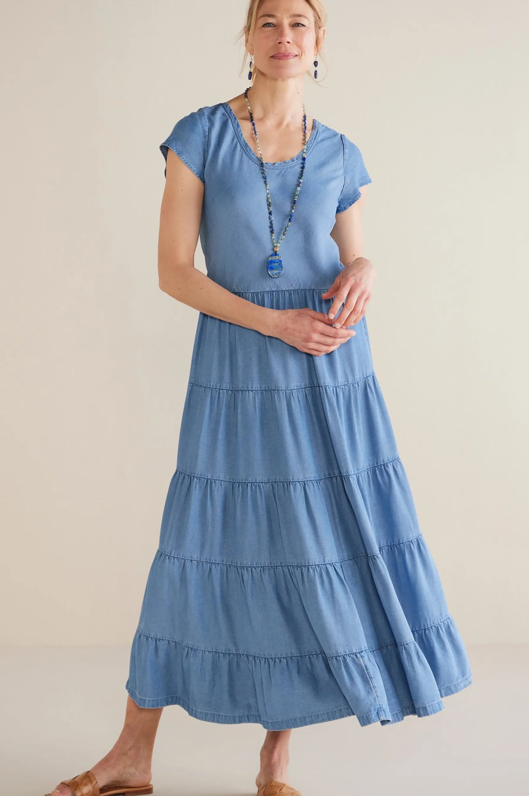 solids|mid-length-Soft Surroundings Kara TENCEL™ Dress Medium Indigo