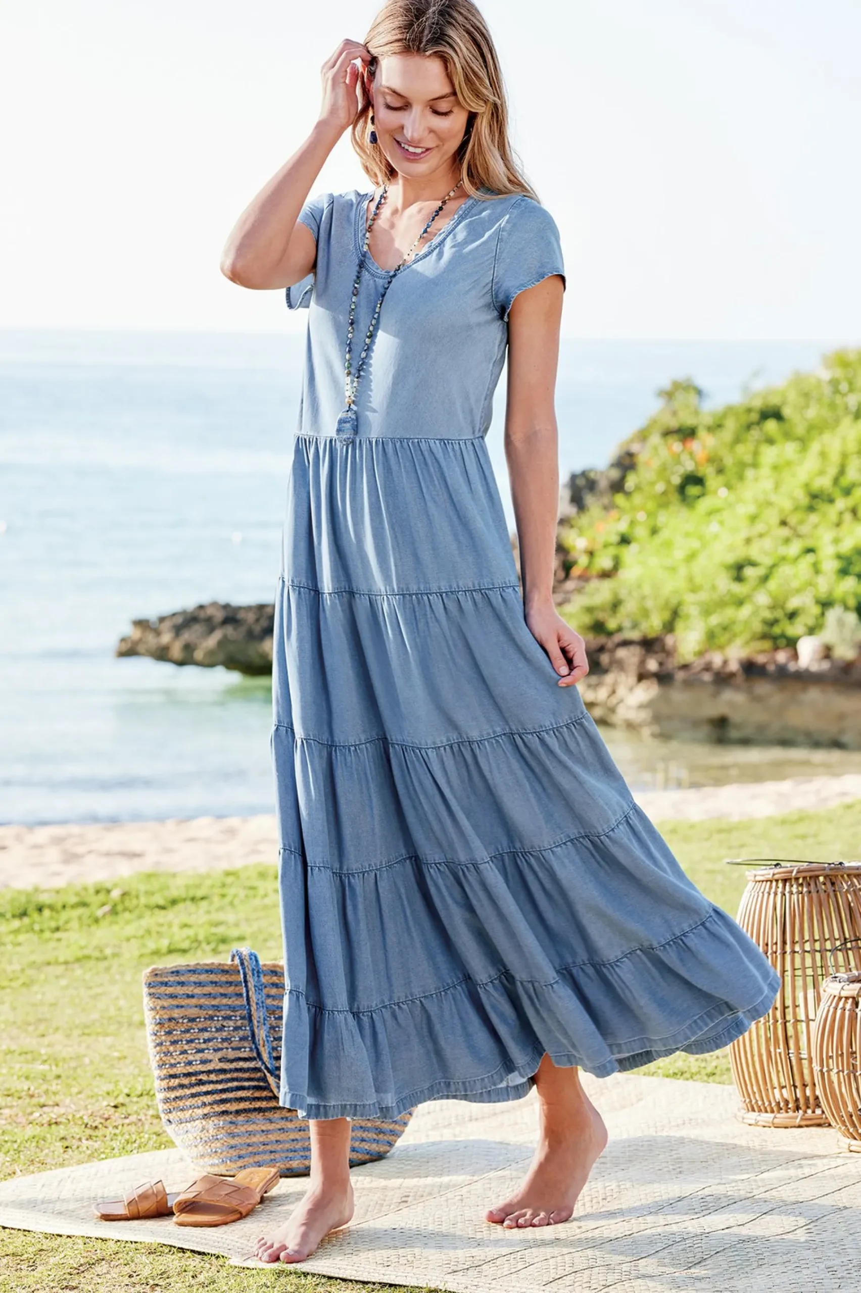 solids|mid-length-Soft Surroundings Kara TENCEL™ Dress Medium Indigo