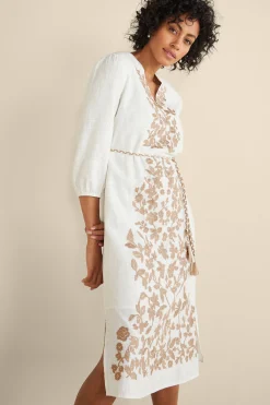Feminine Flourish|Vacation Shop-Soft Surroundings Kimora Embroidered Midi Dress Ivory Pearl