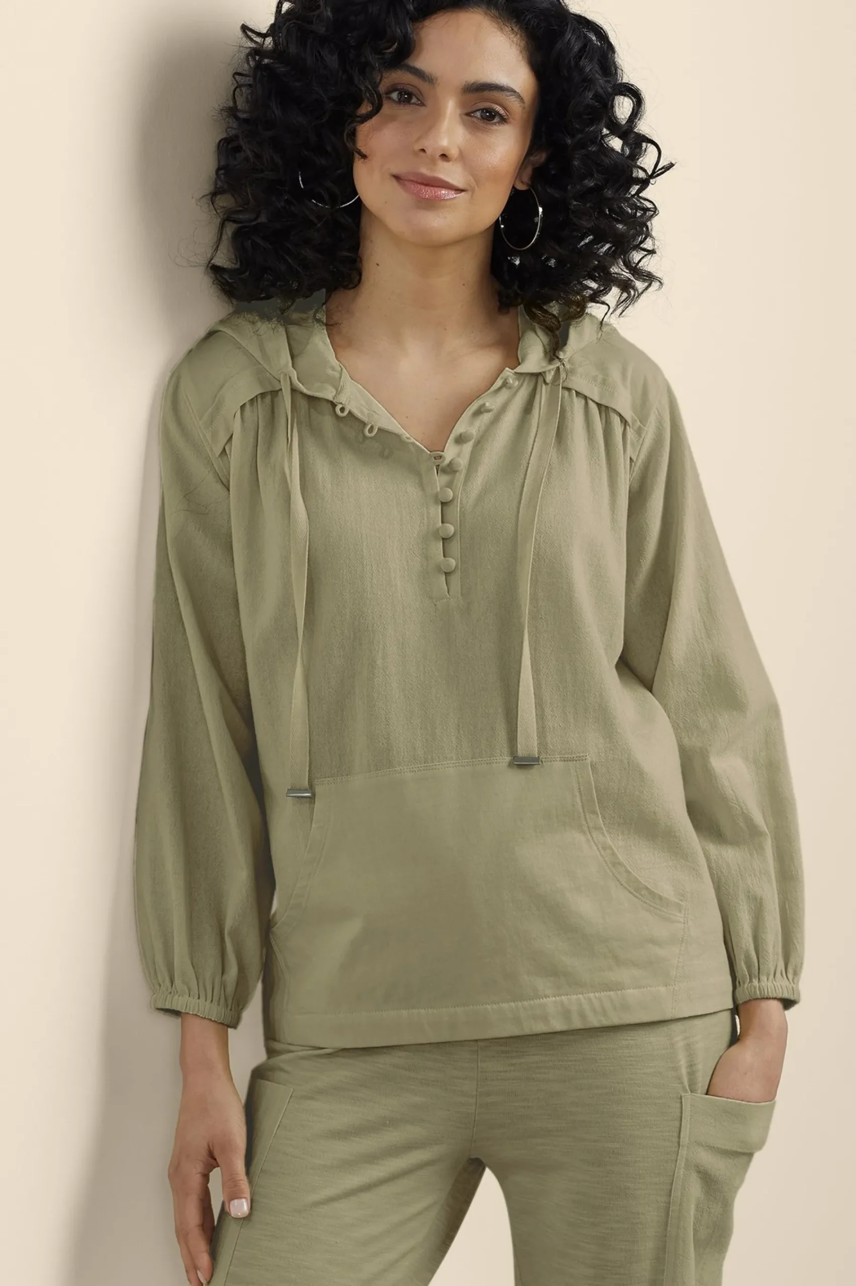 Wear Now Styles|Gauze Shop-Soft Surroundings Lanai Hoodie Bay Leaf