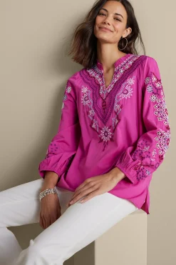 Feminine Flourish|Vacation Shop-Soft Surroundings Laney Voile Blouse Rose Violet