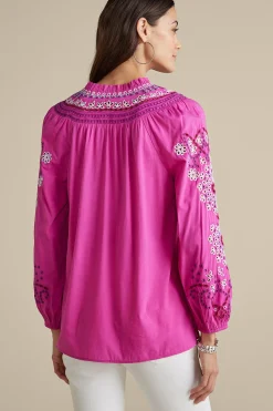Feminine Flourish|Vacation Shop-Soft Surroundings Laney Voile Blouse Rose Violet