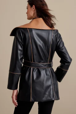 Jackets & Coats-Soft Surroundings Lausanne Faux Leather Jacket Black