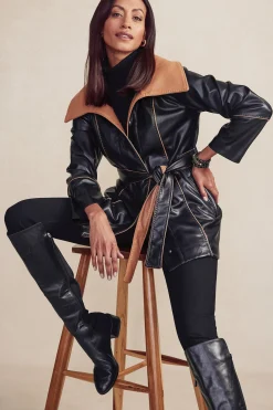Jackets & Coats-Soft Surroundings Lausanne Faux Leather Jacket Black