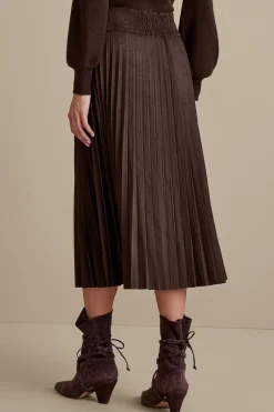 Skirts-Soft Surroundings Lavina Faux Suede Skirt Dark Brown