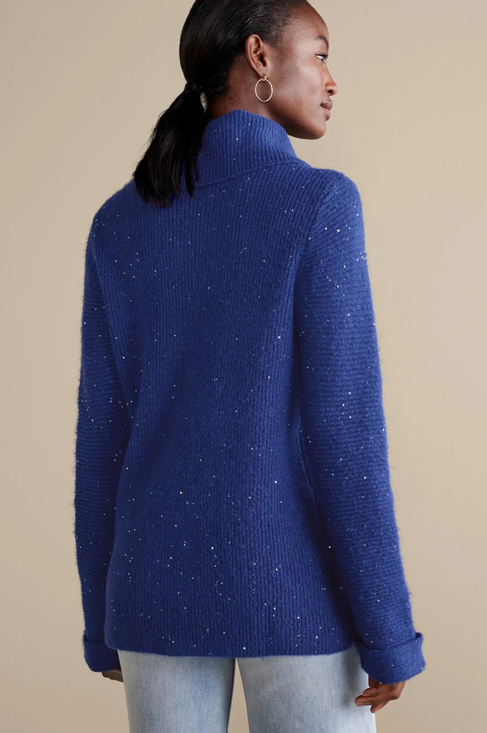 Into The Blues|Sweaters & Cardigans-Soft Surroundings Linley Sequin Sweater Sapphire