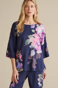 Into The Blues|Vacation Shop-Soft Surroundings Lizette Top Marseille Floral Exploded