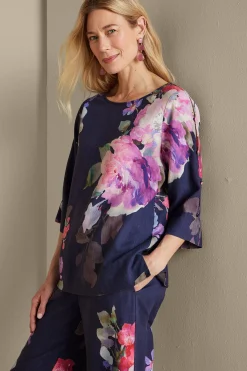 Into The Blues|Vacation Shop-Soft Surroundings Lizette Top Marseille Floral Exploded