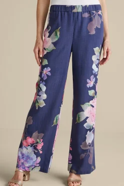 Feminine Flourish|Into The Blues-Soft Surroundings Lizette Wide-Leg Pant Marseille Floral Exploded