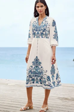 patterned|mid-length-Soft Surroundings Louise Midi Dress Perissa Scarf