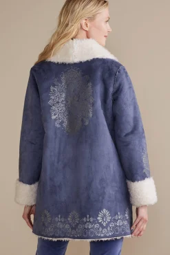Into The Blues|Jackets & Coats-Soft Surroundings Lucerne Shearling Coat Nightshadow Blue