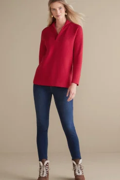 Everyday Styles|long sleeve-Soft Surroundings Macie Pullover Sangria Red