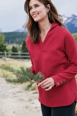 Everyday Styles|long sleeve-Soft Surroundings Macie Pullover Sangria Red