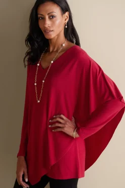 Everyday Styles|long sleeve-Soft Surroundings Madeline Tunic Sangria Red