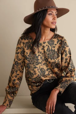 Feminine Flourish|long sleeve-Soft Surroundings Maiya Top Neutral Floral