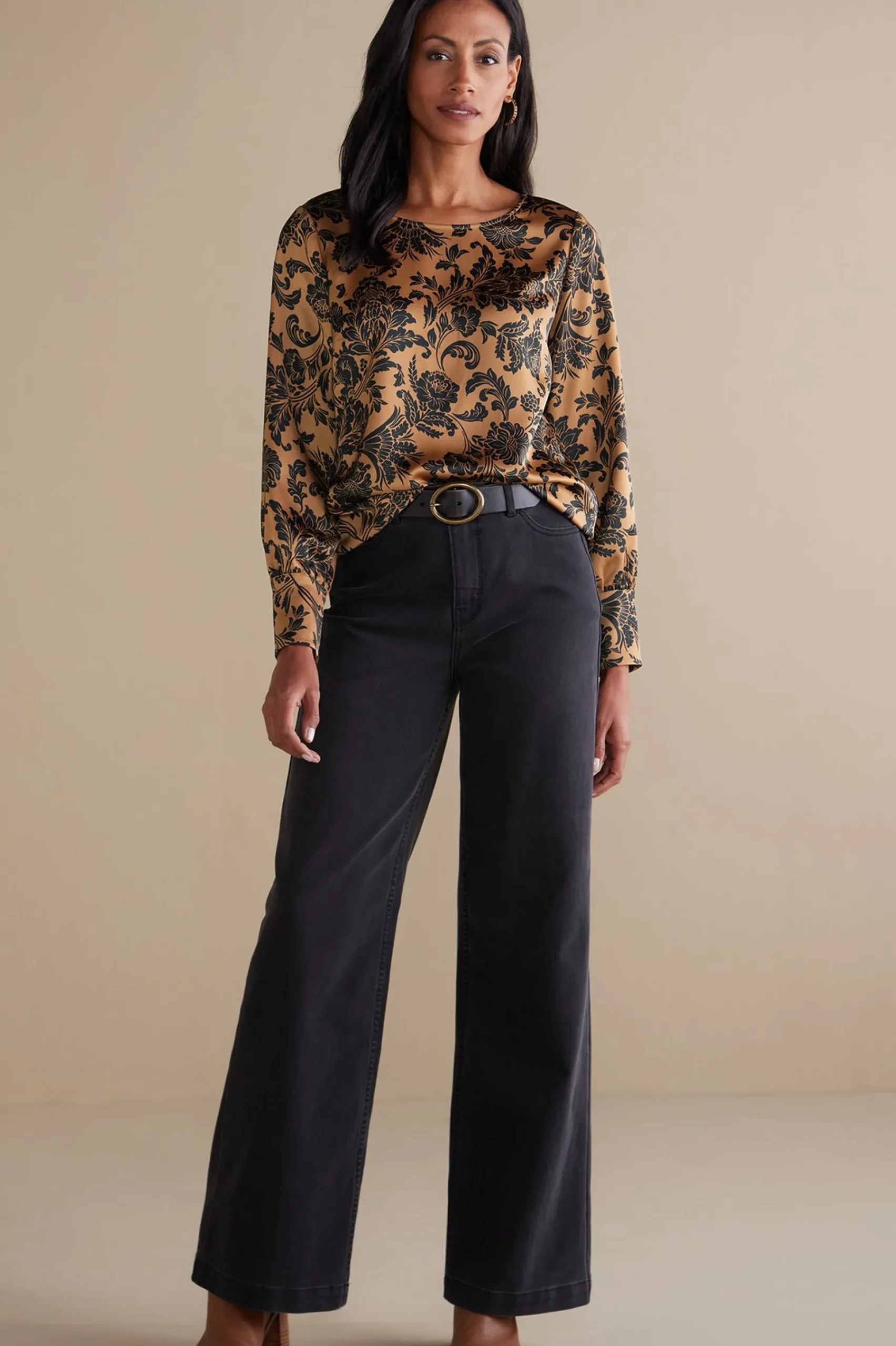 Feminine Flourish|long sleeve-Soft Surroundings Maiya Top Neutral Floral
