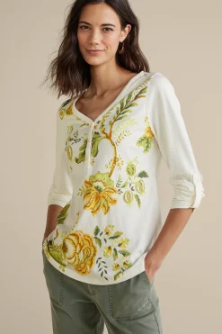 Wear Now Styles|long sleeve-Soft Surroundings Maja Printed Pullover Green Florals