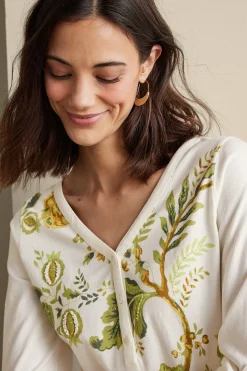 Wear Now Styles|long sleeve-Soft Surroundings Maja Printed Pullover Green Florals