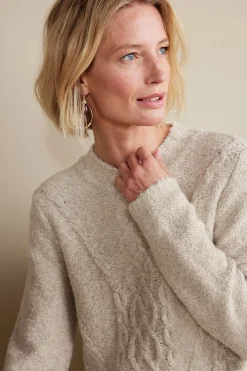 Sweaters & Cardigans|long sleeve-Soft Surroundings Marianna Cable Sweater Heather Taupe