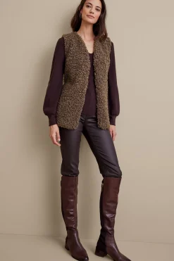 Jackets & Coats|vest-Soft Surroundings Maribo Shearling Vest Brown Shearling