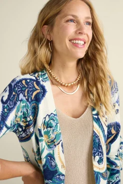 Vacation Shop|Sweaters & Cardigans-Soft Surroundings Marin Cardigan Chambray Paisley