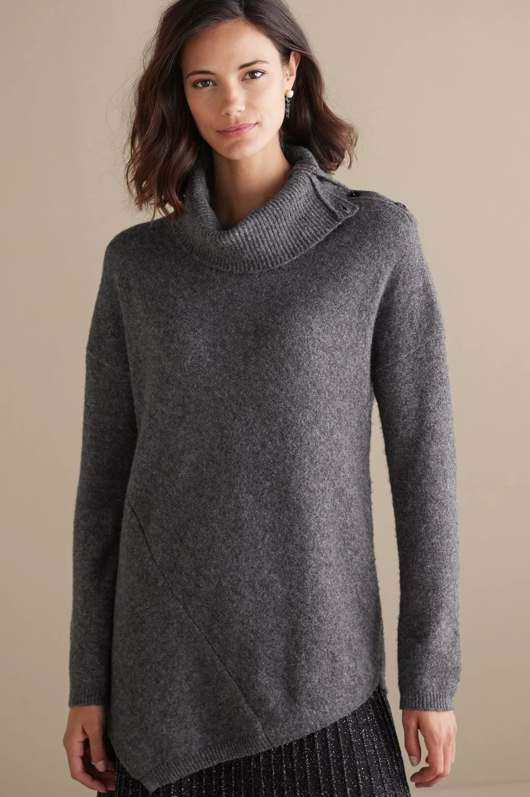 Sweaters & Cardigans|long sleeve-Soft Surroundings Maxine Sweater Dark Grey Heather