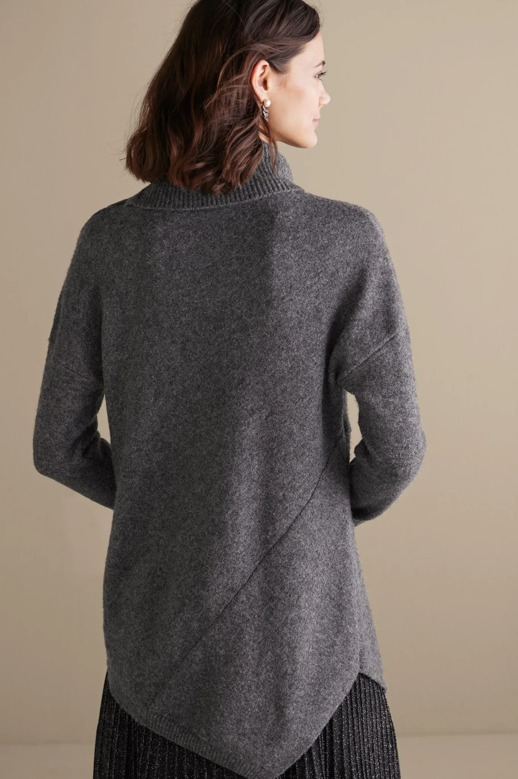 Sweaters & Cardigans|long sleeve-Soft Surroundings Maxine Sweater Dark Grey Heather