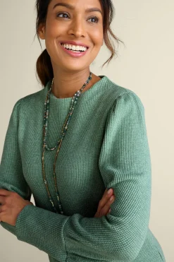 long sleeve|pullovers-Soft Surroundings Melina Waffle Pullover Heather Driftwood